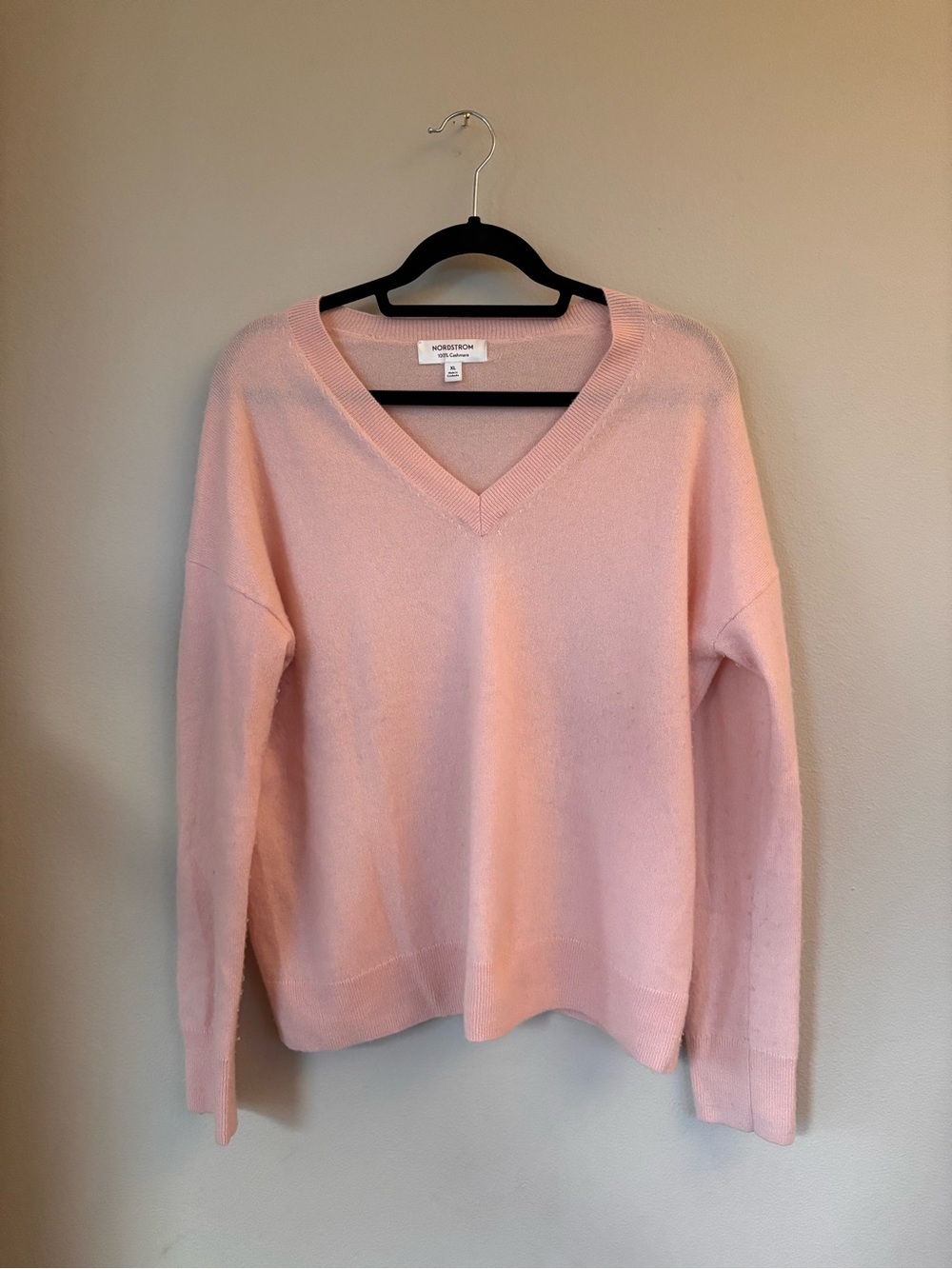 Nordstrom Cashmere Light Pink V-Neck Sweater